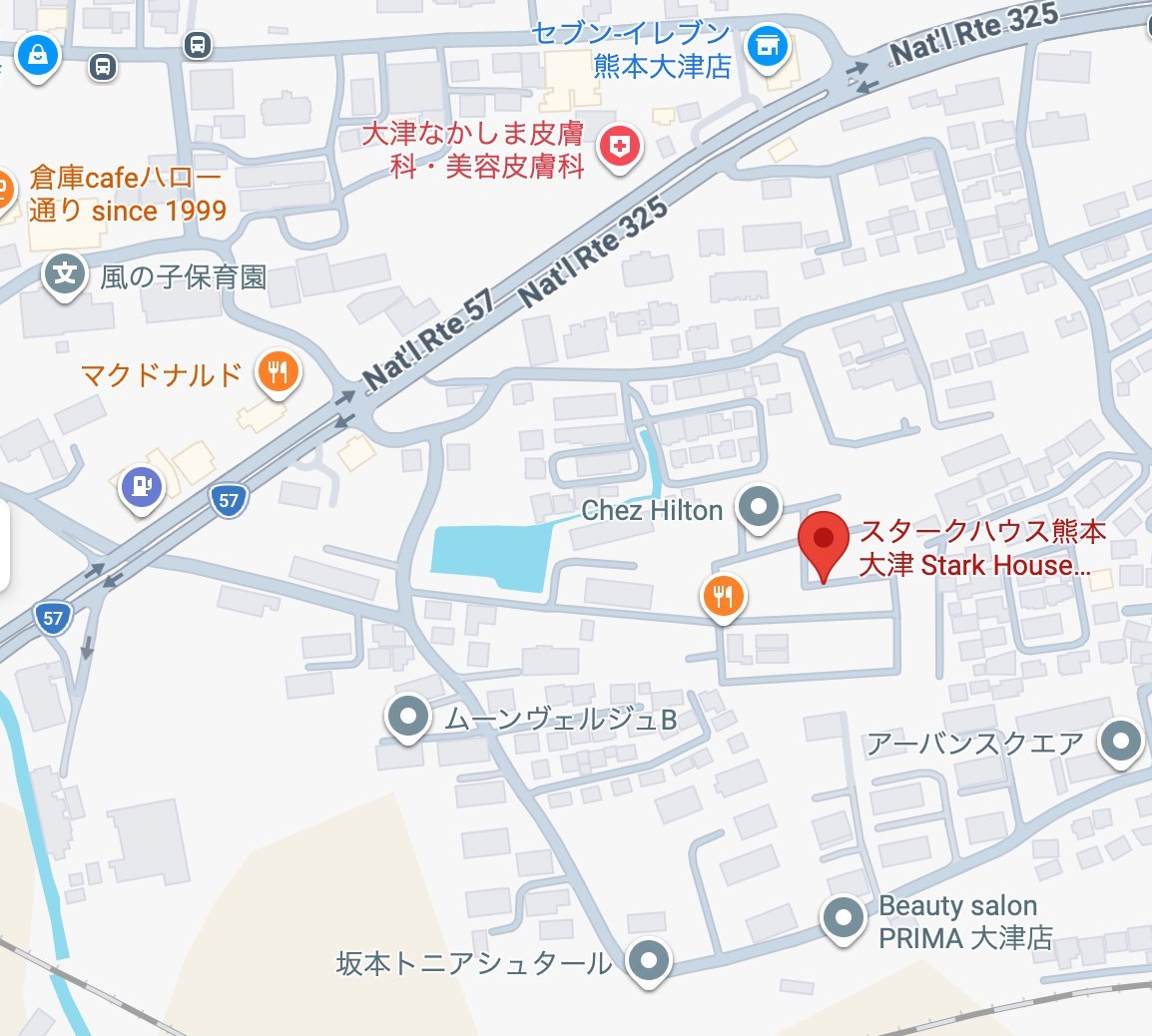 Stark House Kumamoto Ozu location map near National Route 57 and 325, Ozu-machi